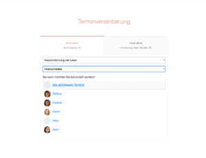 Hier sieht man das online Terminbuchungstool von Dermacare Wien.